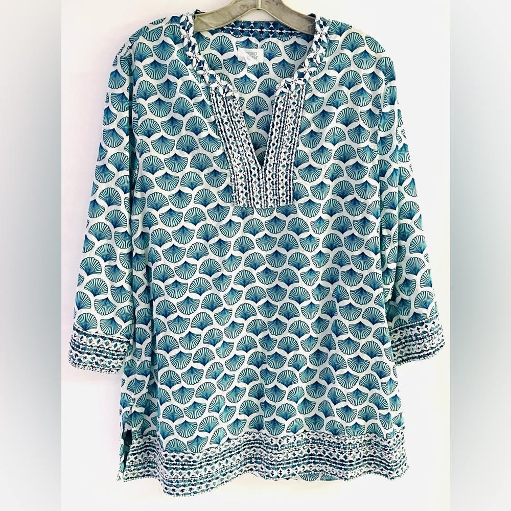 Sigrid Olsen Shell Print Tunic Top - Picture 2 of 10